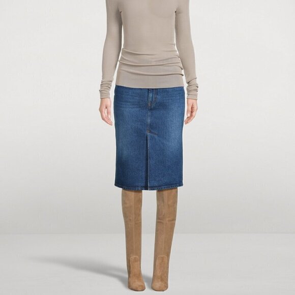 AMI Paris alexandre mattiussi Denim MiDi Designer Skirt - Picture 1 of 15